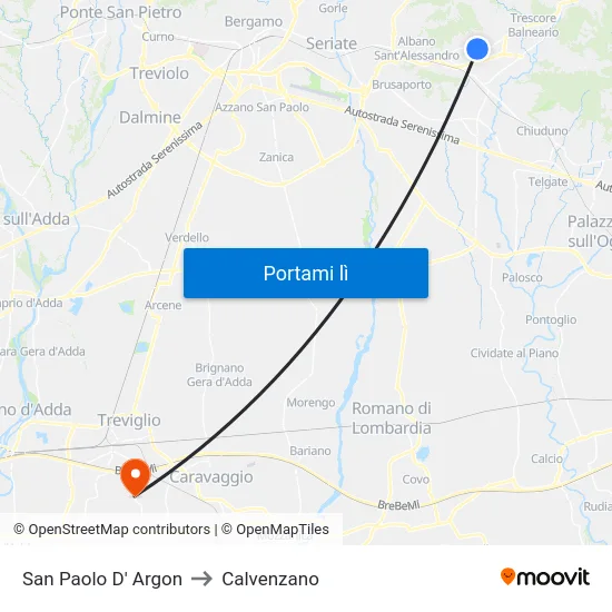 San Paolo D' Argon to Calvenzano map
