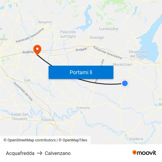 Acquafredda to Calvenzano map