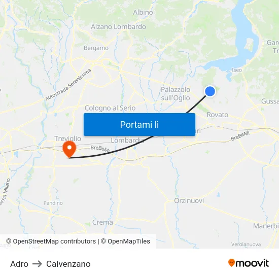 Adro to Calvenzano map