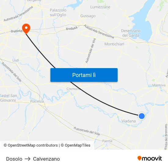 Dosolo to Calvenzano map