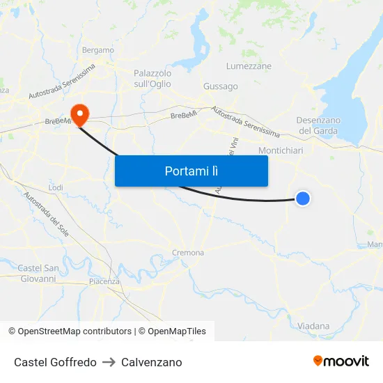 Castel Goffredo to Calvenzano map