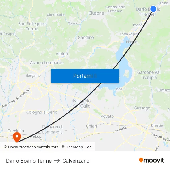 Darfo Boario Terme to Calvenzano map