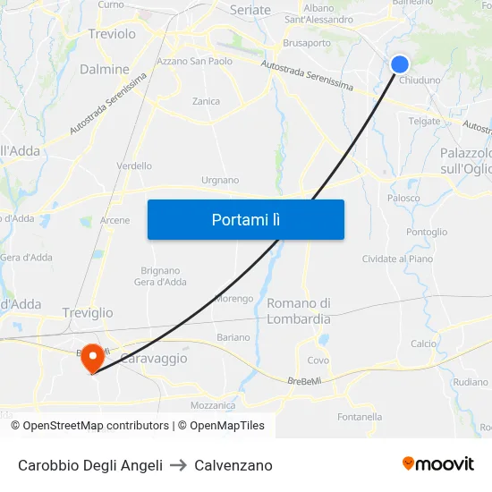 Carobbio Degli Angeli to Calvenzano map