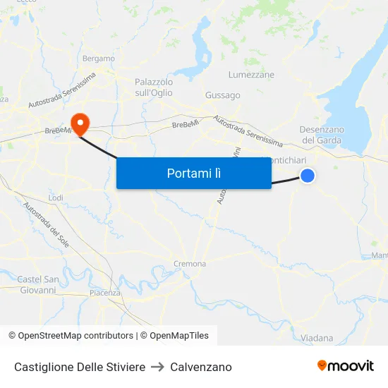 Castiglione Delle Stiviere to Calvenzano map