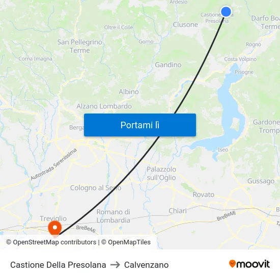 Castione Della Presolana to Calvenzano map