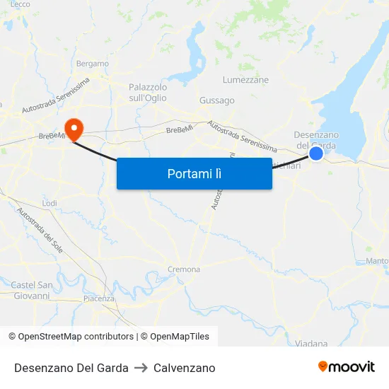 Desenzano Del Garda to Calvenzano map
