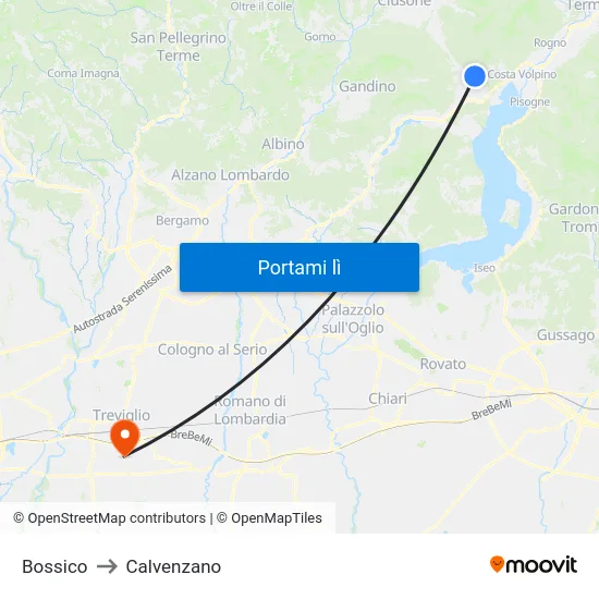 Bossico to Calvenzano map
