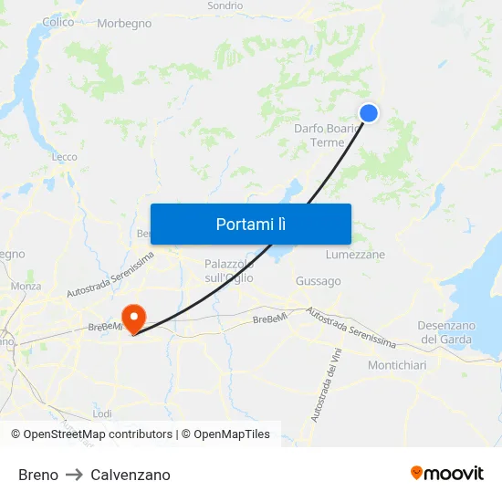 Breno to Calvenzano map
