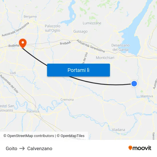 Goito to Calvenzano map