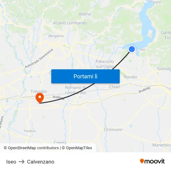 Iseo to Calvenzano map