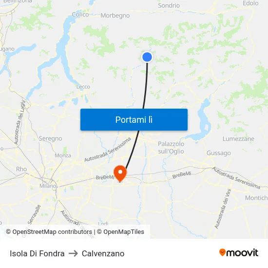 Isola Di Fondra to Calvenzano map