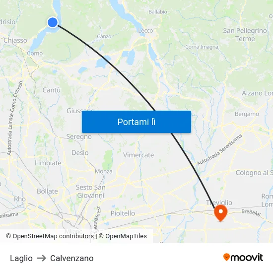 Laglio to Calvenzano map
