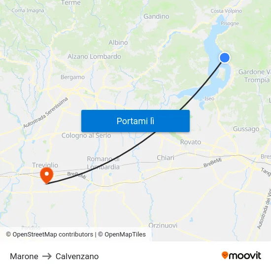 Marone to Calvenzano map