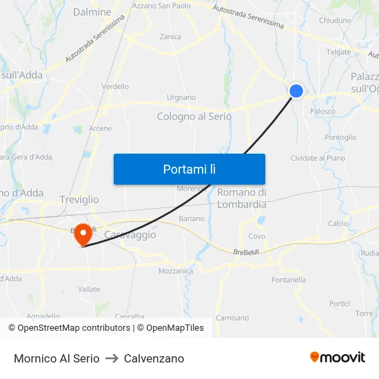 Mornico Al Serio to Calvenzano map