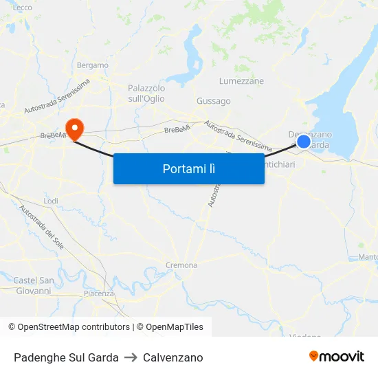 Padenghe Sul Garda to Calvenzano map