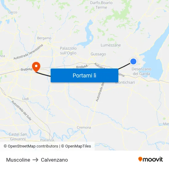 Muscoline to Calvenzano map