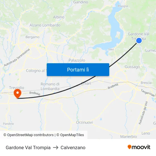 Gardone Val Trompia to Calvenzano map