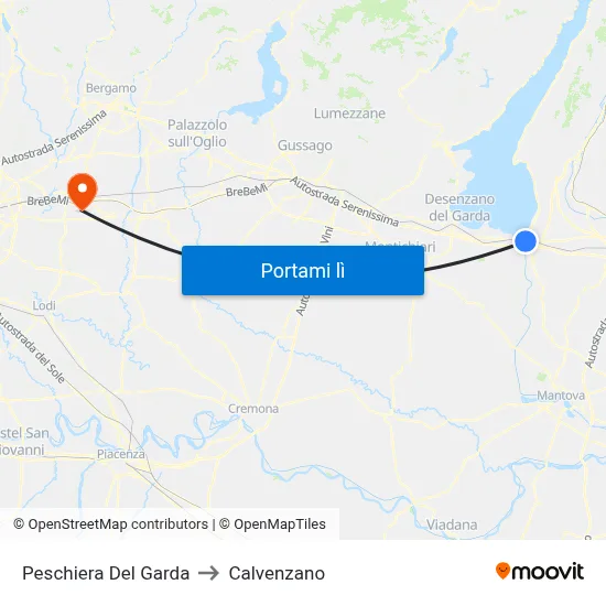Peschiera Del Garda to Calvenzano map