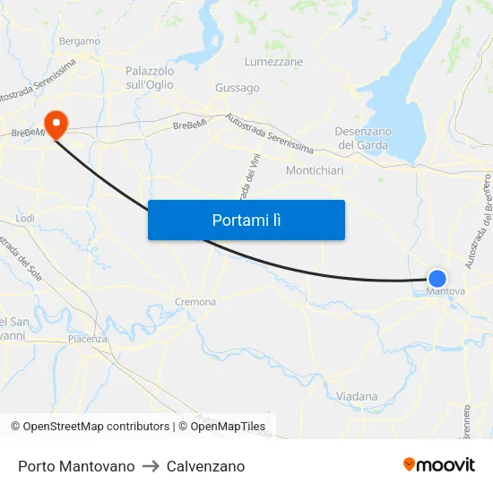 Porto Mantovano to Calvenzano map