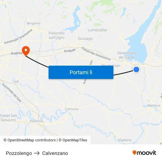 Pozzolengo to Calvenzano map