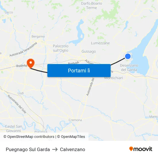 Puegnago Sul Garda to Calvenzano map