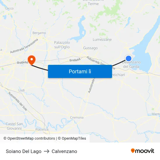 Soiano Del Lago to Calvenzano map