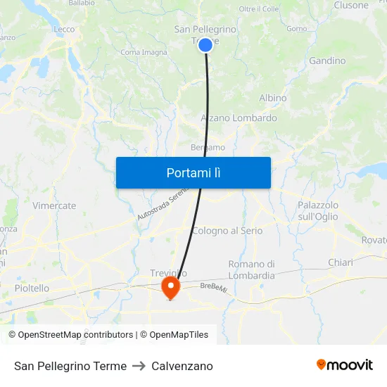 San Pellegrino Terme to Calvenzano map