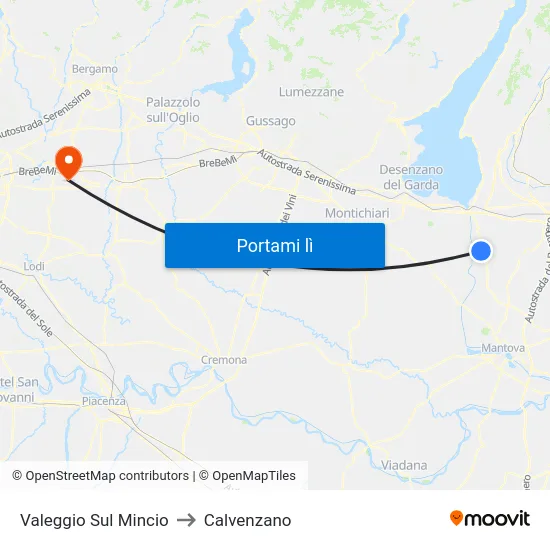 Valeggio Sul Mincio to Calvenzano map
