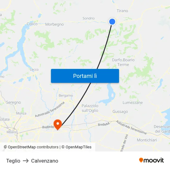 Teglio to Calvenzano map