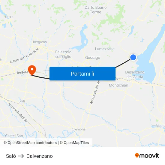 Salò to Calvenzano map