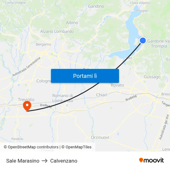 Sale Marasino to Calvenzano map