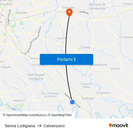 Senna Lodigiana to Calvenzano map