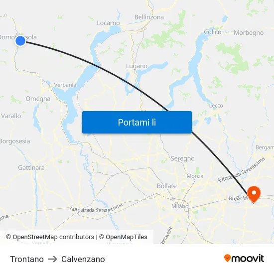Trontano to Calvenzano map