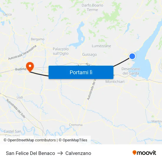 San Felice Del Benaco to Calvenzano map