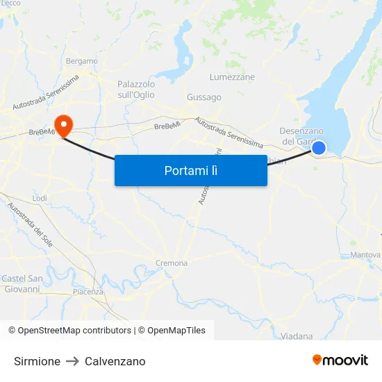 Sirmione to Calvenzano map