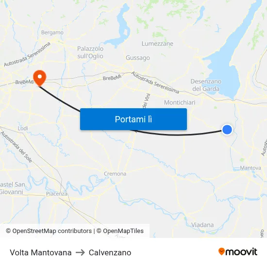 Volta Mantovana to Calvenzano map