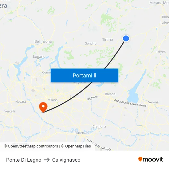 Ponte Di Legno to Calvignasco map