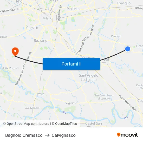 Bagnolo Cremasco to Calvignasco map