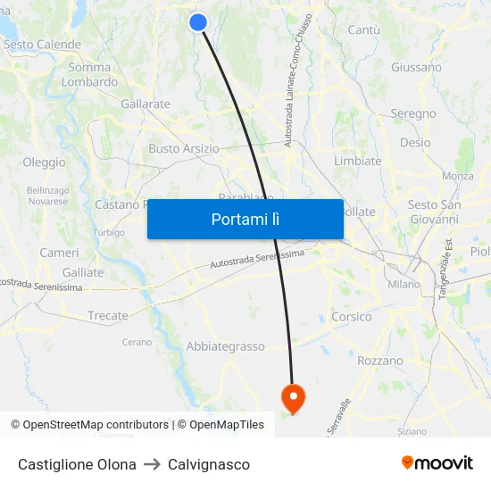 Castiglione Olona to Calvignasco map