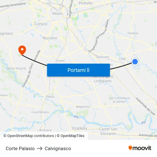 Corte Palasio to Calvignasco map