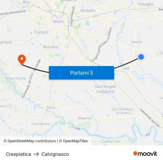 Crespiatica to Calvignasco map