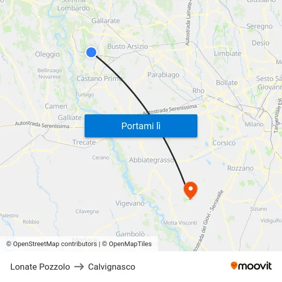 Lonate Pozzolo to Calvignasco map