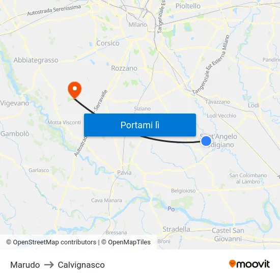 Marudo to Calvignasco map