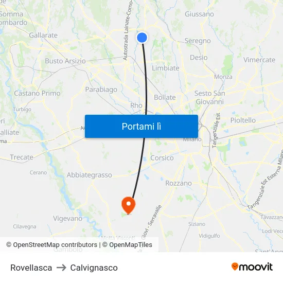 Rovellasca to Calvignasco map