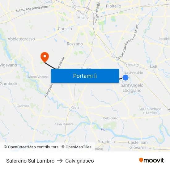 Salerano Sul Lambro to Calvignasco map
