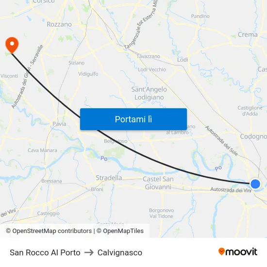 San Rocco Al Porto to Calvignasco map