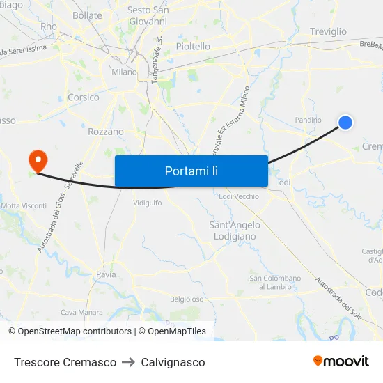 Trescore Cremasco to Calvignasco map
