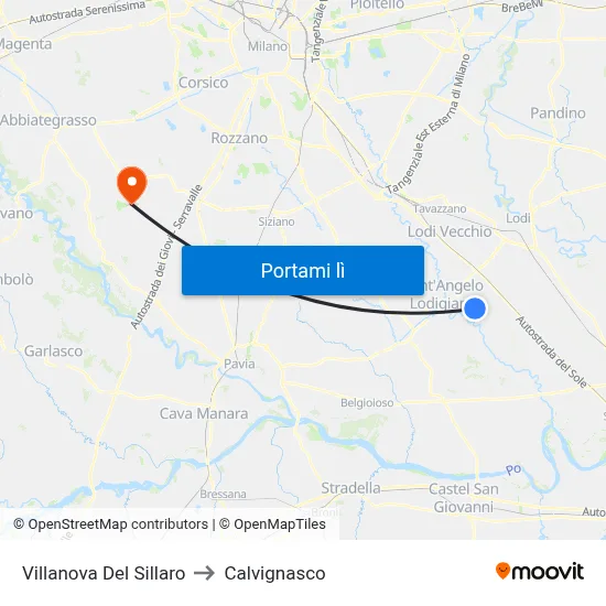 Villanova Del Sillaro to Calvignasco map