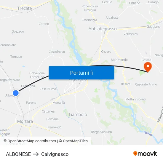 ALBONESE to Calvignasco map