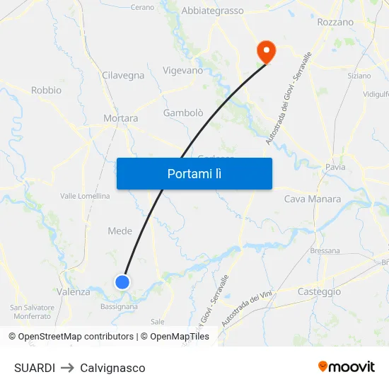 SUARDI to Calvignasco map